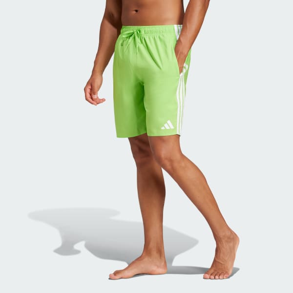 Green 3-Stripes Swim Shorts 8-Inch