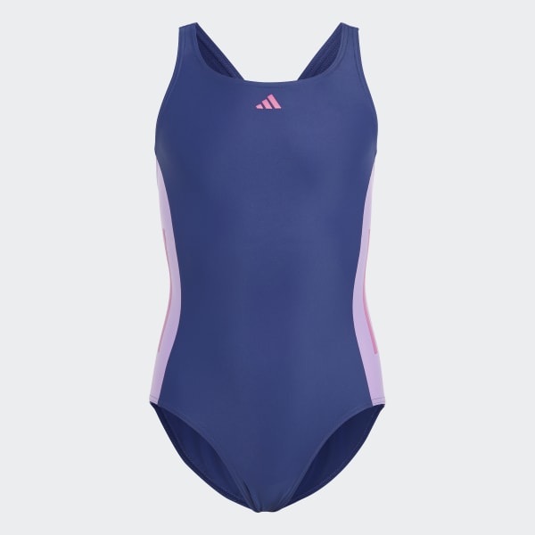 Azul Traje de Natación Cut 3 Rayas