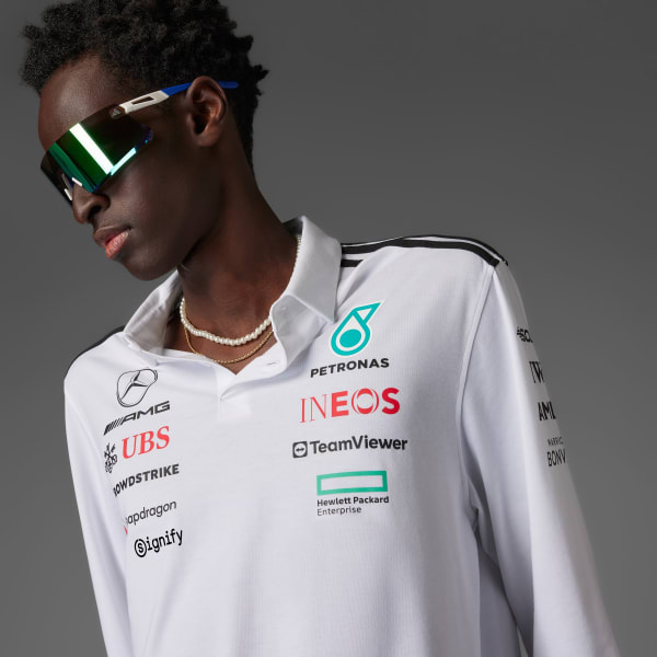 bílá POLOKOŠILE MERCEDES - AMG PETRONAS FORMULA ONE TEAM LONG SLEEVE