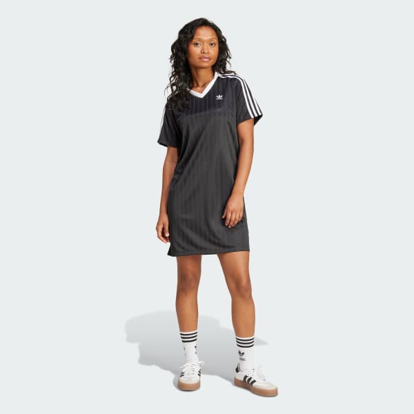 Black Adicolor Football Jacquard V-Neck Dress