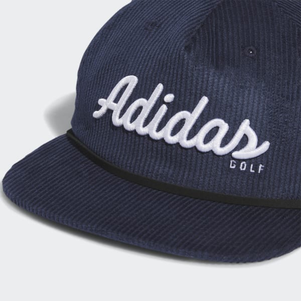Blue Corduroy Leather Five-Panel Rope Cap