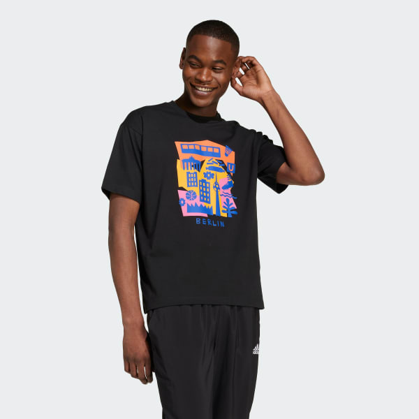 Negro Camiseta Berlin Papercut (Género neutro)