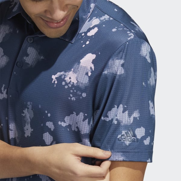 Blue Splatter-Print Polo Shirt H9375