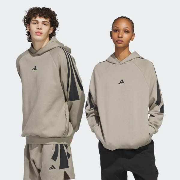 Bej adidas Basketball Spacer Kapüşonlu Üst (Unisex)