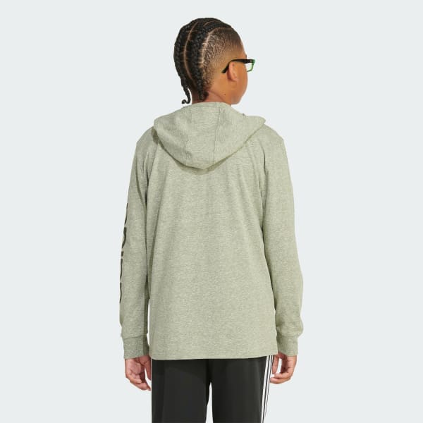 Green Long Sleeve Snow Heather Hooded Tee (Extended Size)