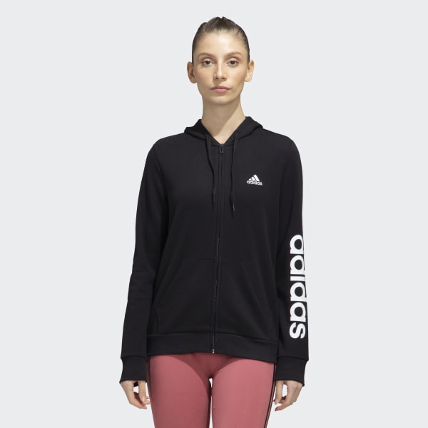 adidas LINEAR FRENCH TERRY FULLZIP HOODED TRACKJACKET Black adidas India