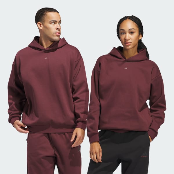 Burgundy adidas Basketball Fleece Hoodie (Gender Neutral)