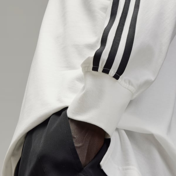 Y-3｜ (M 3S LS TEE (JM7847)) Adidas Y-3 Men 3 Stripes Light Nylon Mix Long Sleeve Tee black