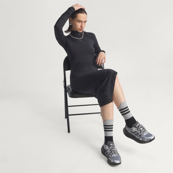 Preto Vestido Maxi Franzido