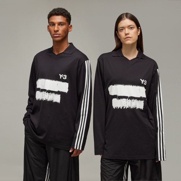 Black Y-3 Graphic Logo Long Sleeve Tee