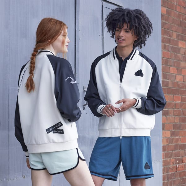 Adidas white best sale bomber jacket