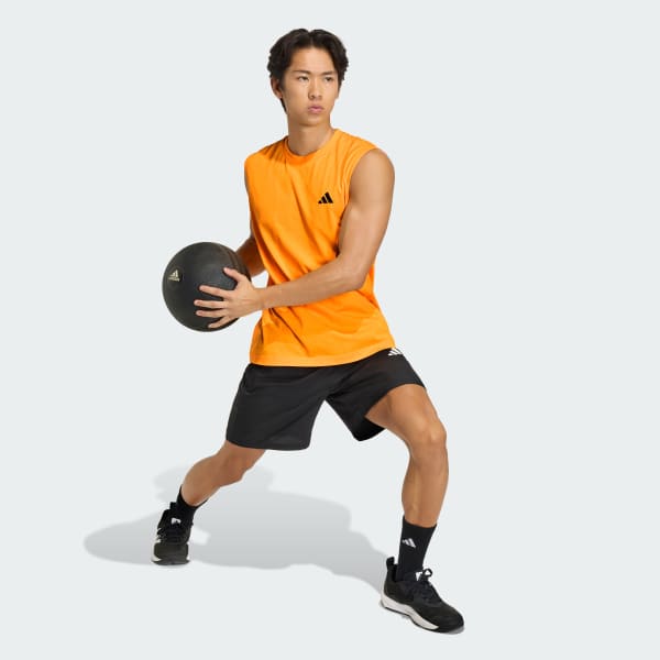 Naranja Remera sin Mangas Workout Essentials Feelready