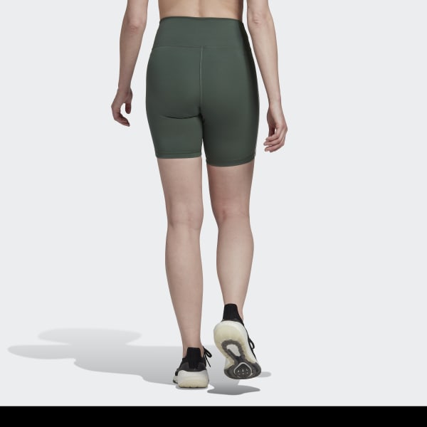 Grun Training Essentials 3-Streifen High-Waisted kurze Leggings
