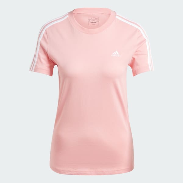 Hong Áo thun 3 Sọc ôm sát Essentials