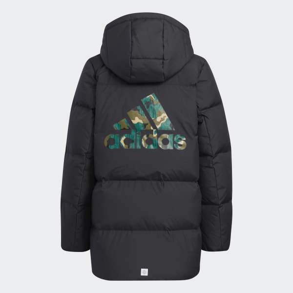 Schwarz Badge of Sport Long Length Daunenjacke