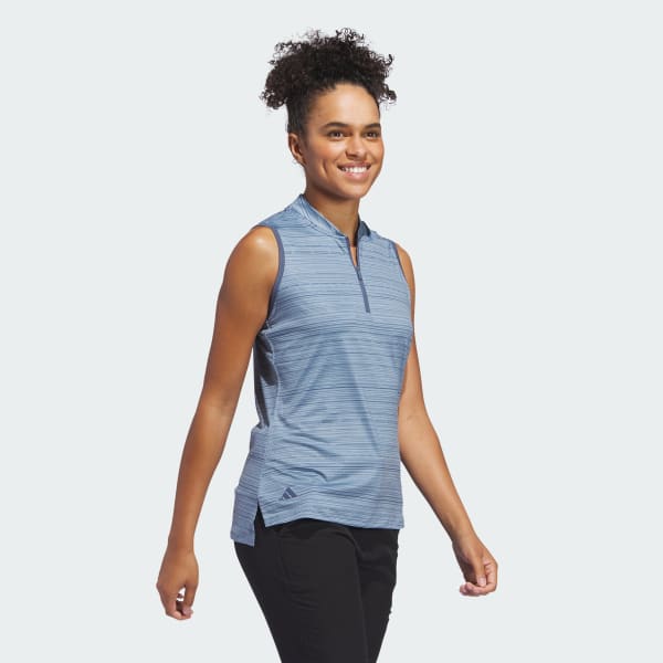 Blauw Ultimate365 Stripe Mouwloos Poloshirt