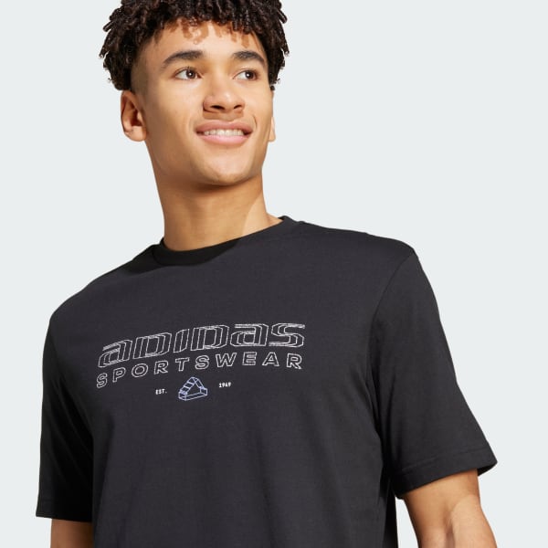 adidas Tech Linear Graphic Tee - Black | Free Shipping with