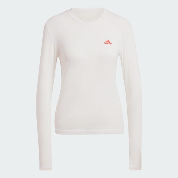Branco Camiseta Manga Longa Mesh
