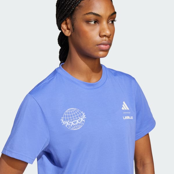 アディダス Les Mills チーム グラフィック半袖Tシャツ - ブルー アディダス Les Mills チーム グラフィック半袖Tシャツ - ブルー