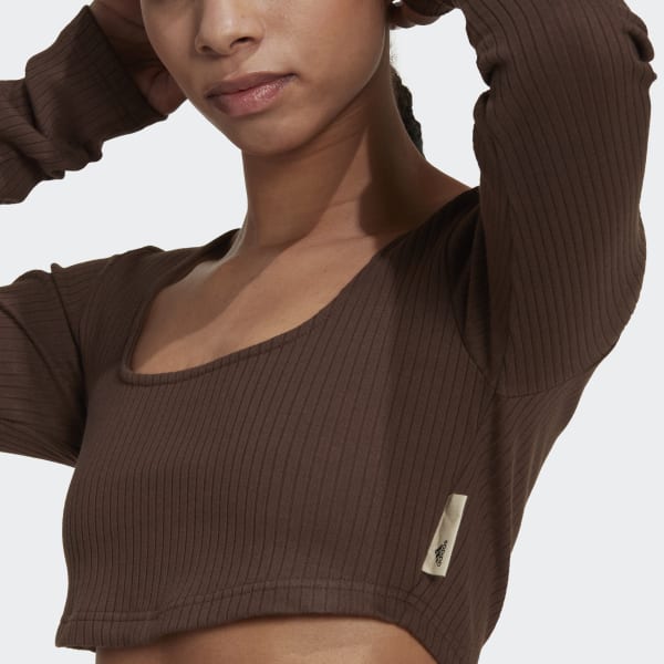 Brun Studio Lounge Ribbed Cropped Long Sleeve Tee K8074