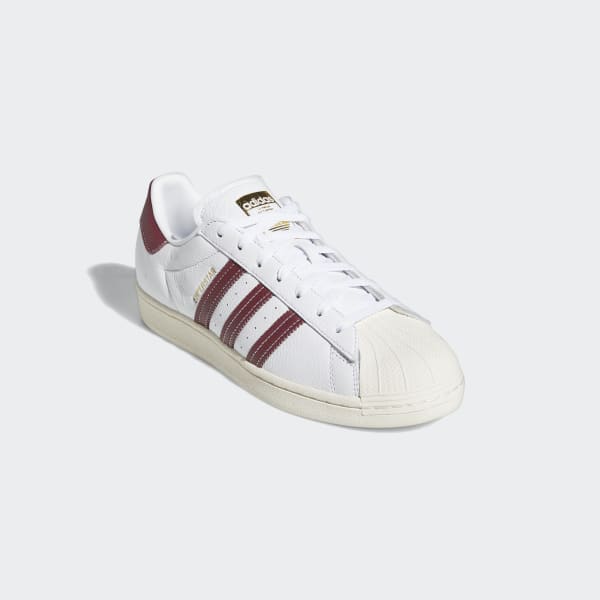 maroon and white shell toe adidas