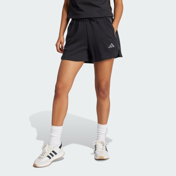 Black Essentials 3-Stripes Print Shorts