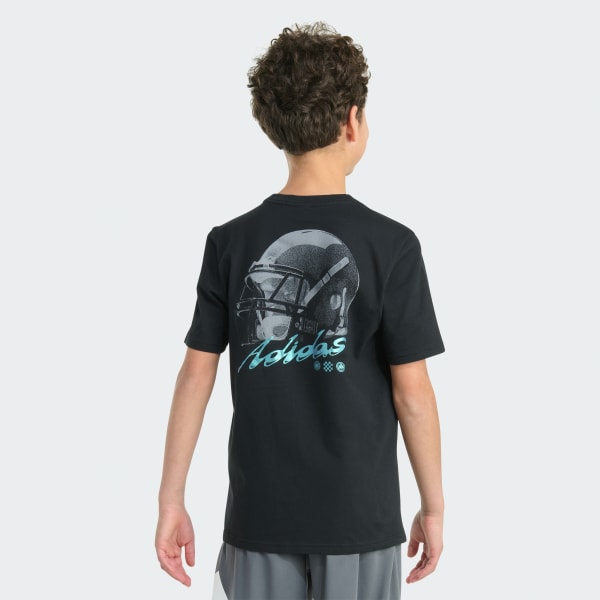 Black Short Sleeve Football Helmet Tee
