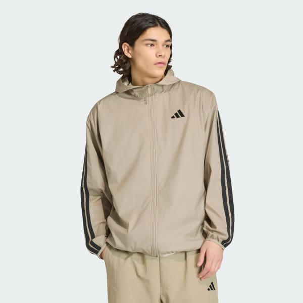 Brown 에센셜 3-스트라이프 윈드브레이커