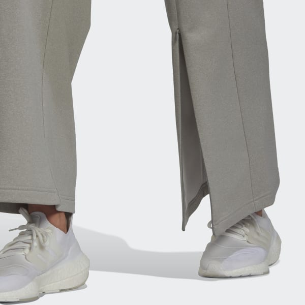 Grey AEROREADY Wide-Leg High-Rise Pants TI258