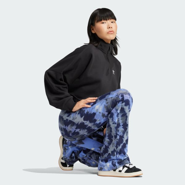 Blue Tie-Dyed Flared Pants