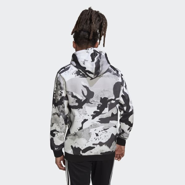 Branco Moletom Capuz Estampado Camo Series CJ645