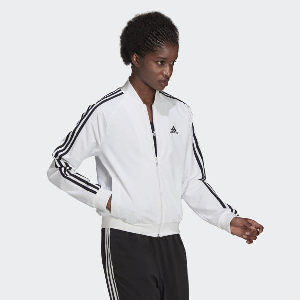 Active Stripe Track Jacket Black White Women's Small