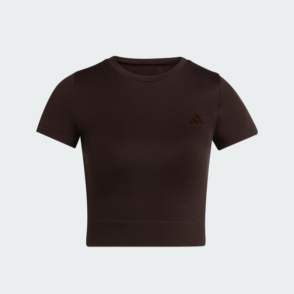 Brown Workout Essentials Knit Baby Tee