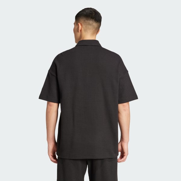 Black All SZN Waffle Knit Half-Zip Polo