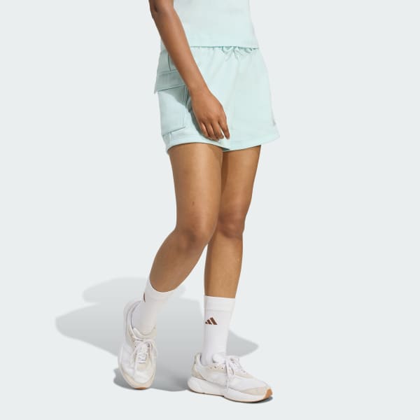 Turquesa Shorts Essentials Cargo de moletinho com logotipo pequeno