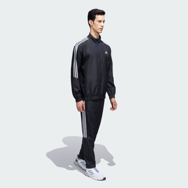 Black 3S Plain Woven Track Suit