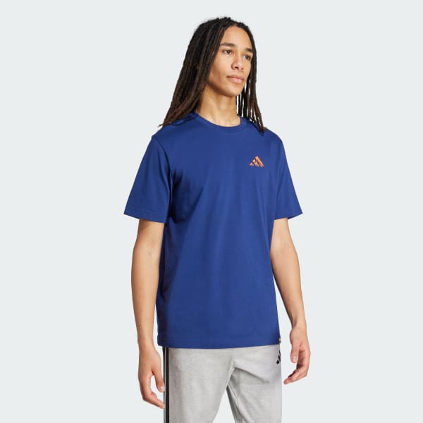 Biru Tee Grafis Doodle Hunt Hike