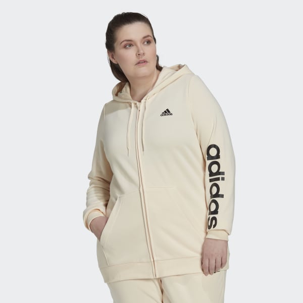 Beige Essentials Logo Full-Zip Hoodie (Plus Size) 28802