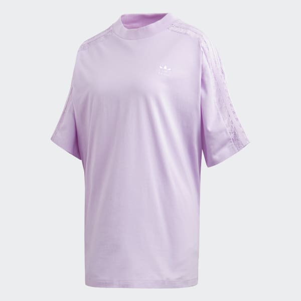 adidas 3 Stripes Lace Tee Purple adidas New Zealand