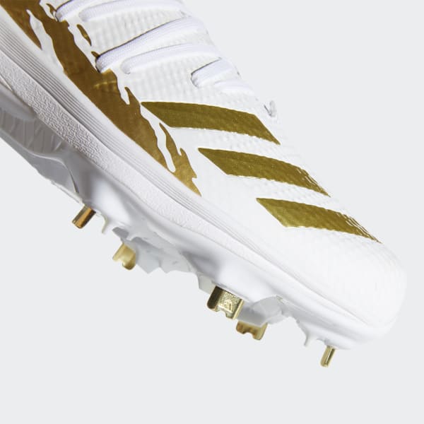 white and gold adidas baseball cleats