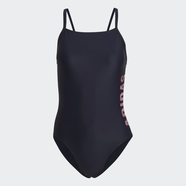 Niebieski Thin Straps Branded Swimsuit WH995