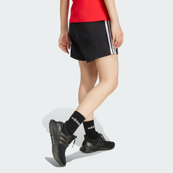 Zwart Essentials 3-Stripes Cotton Short