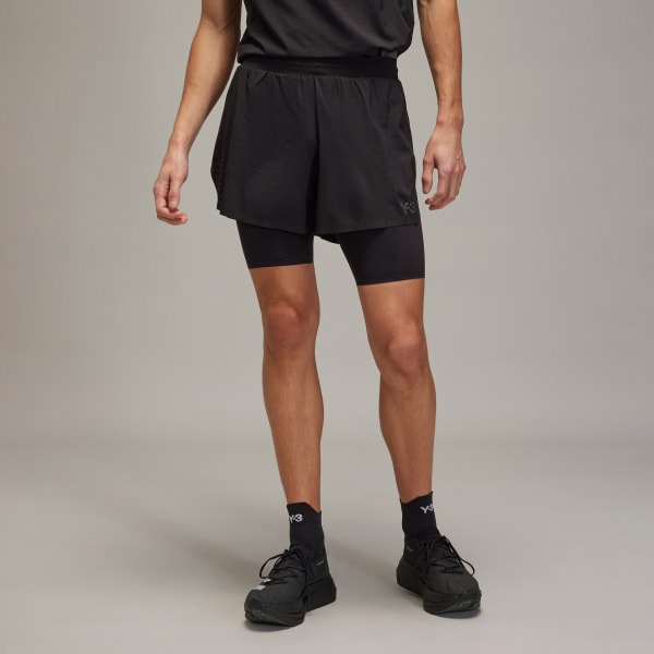 Black Y-3 Running Shorts + Tights