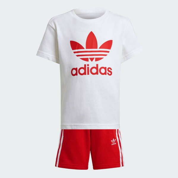 Red Adicolor Shorts Tee Set Kids