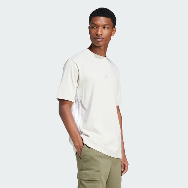 Beige Playera Essentials 3 Franjas Tejido Jersey