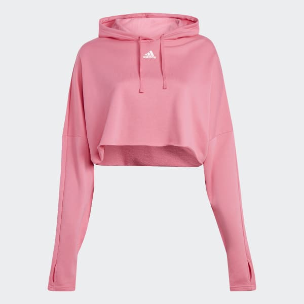 Pink adidas crop hoodie discount