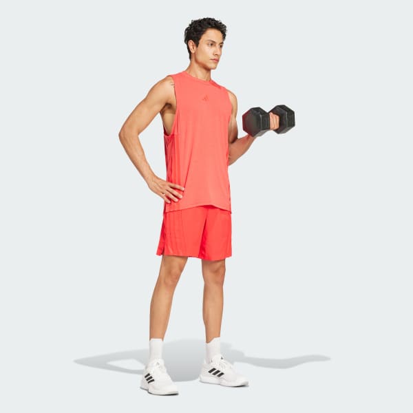 Vermelho Shorts com Três Listras projetados para treinar