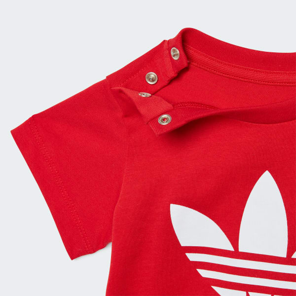 Adidas red trefoil shirt store