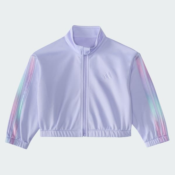 Two-Piece Long Sleeve Printed 3-Stripes Fashion Tricot Jacket Set