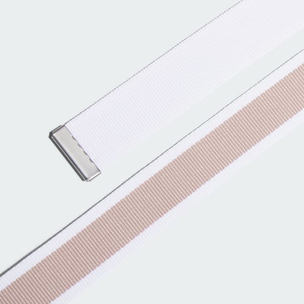 ホワイト 【ゴルフ】リバーシブル ストライプ ウェビングベルト